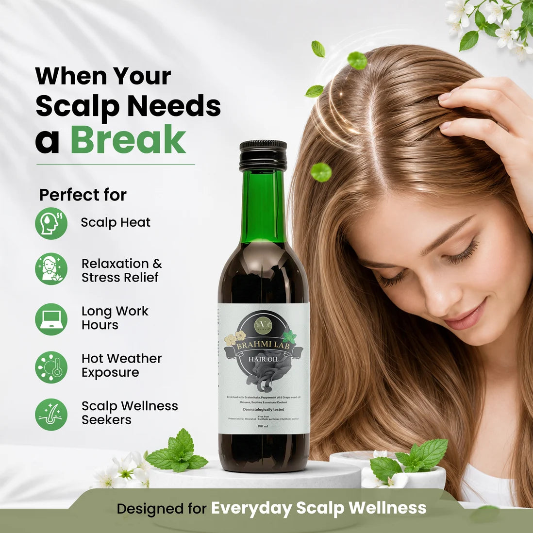 Brahmi Lab Hair Oil | Nourishing Hair Oil for Dry Hair & Scalp -180ml