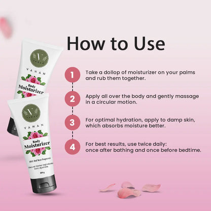 Vanan Red Rose Moisturiser | Hydrating Rose Moisturiser for Glowing Skin -200g