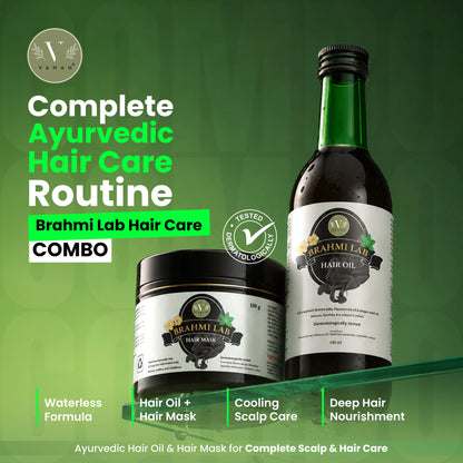 Vanan Brahmi Lab Hair Oil & Mask Combo | Ayurvedic Hair Care for Dry & Frizzy Hair