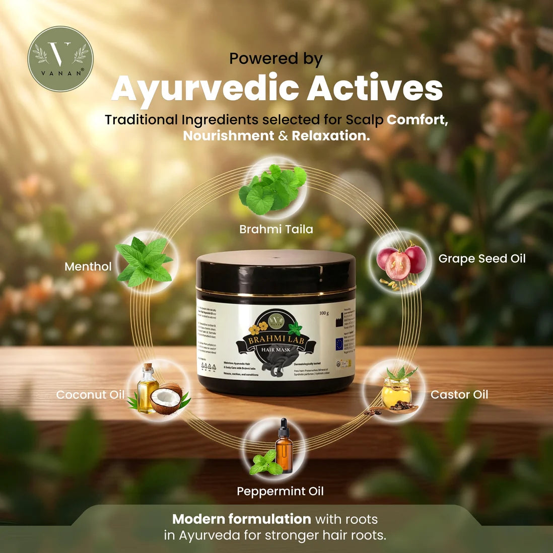 Vanan Brahmi Lab Hair Mask | Ayurvedic Hair Mask for Dry & Damaged Hair - 100g