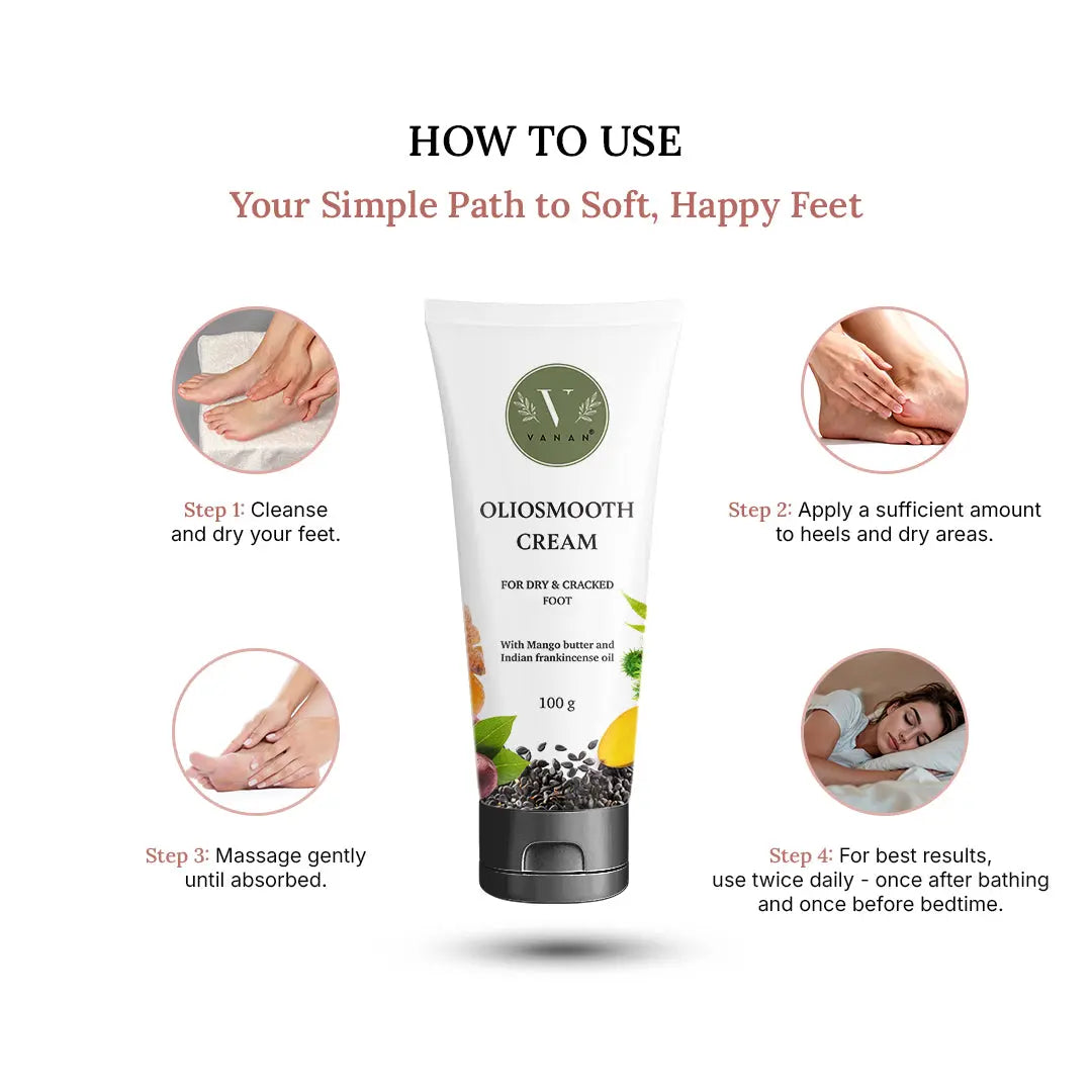 Vanan Oliosmooth Foot Cream | Cracked Heel Repair Cream for Dry Feet -100g
