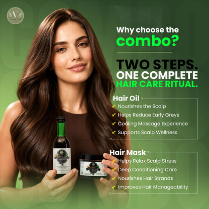 Vanan Brahmi Lab Hair Oil & Mask Combo | Ayurvedic Hair Care for Dry & Frizzy Hair